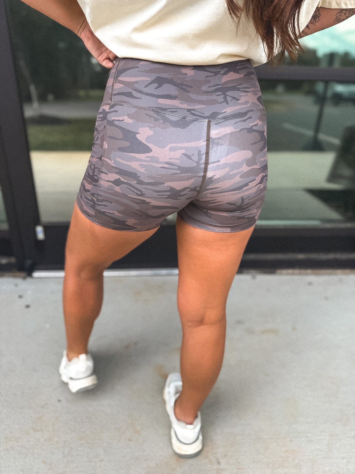 PREORDER Birdie Crossover Biker Shorts in Smoked Oak Camo *final sale*