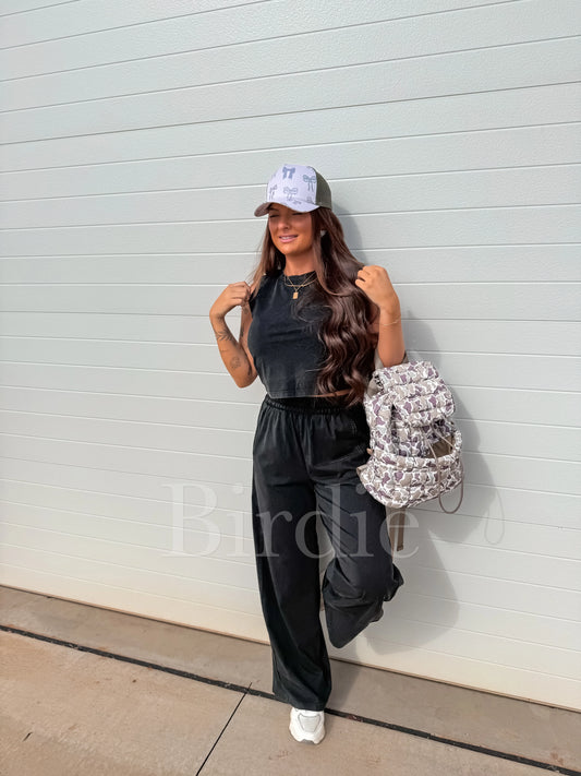 PREORDER Birdie Tank Flare Set in Black (Sold as Set)