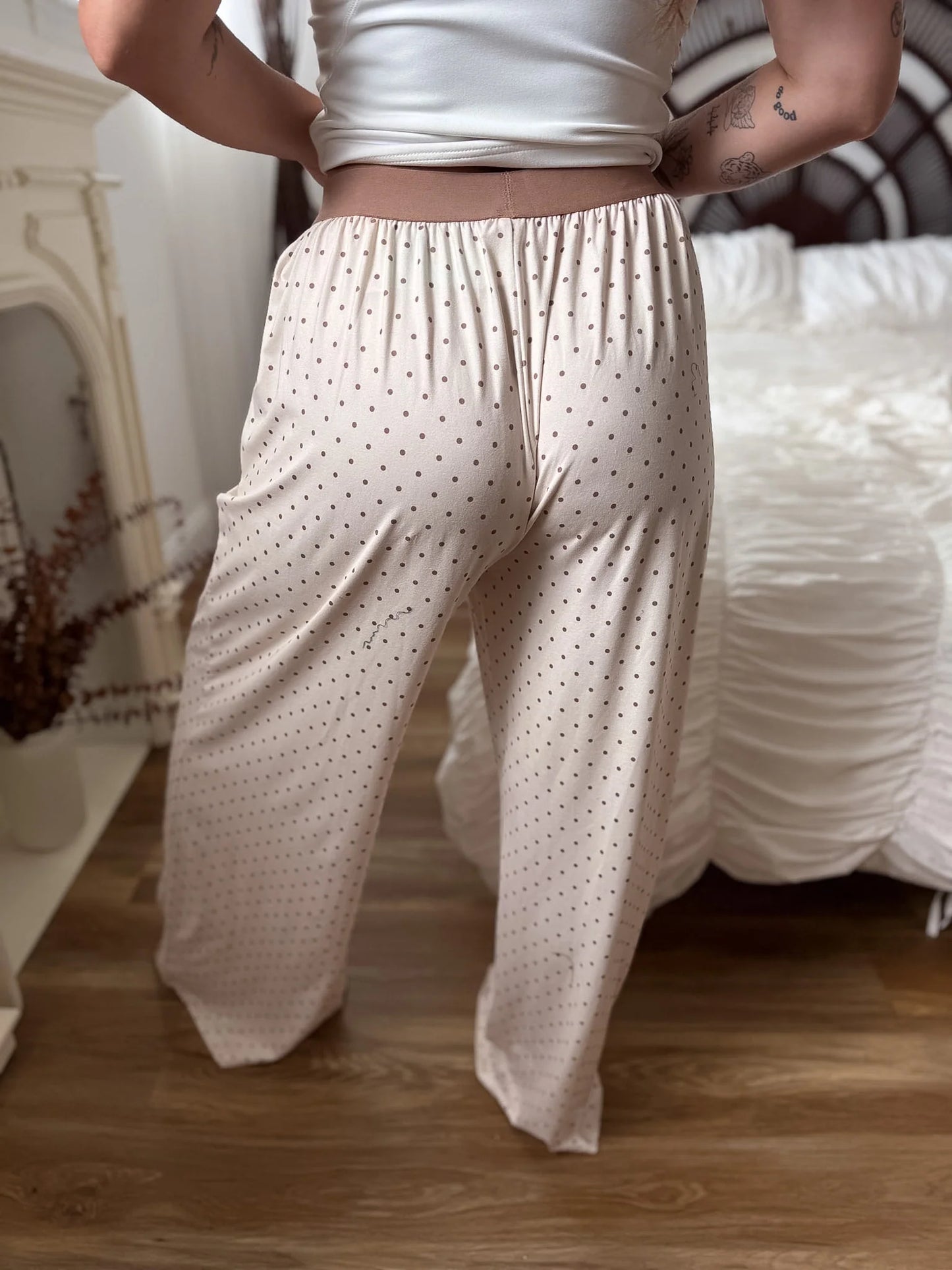 PREORDER Birdie Butter Bliss Lounge Pants in Vanilla Latte Dot