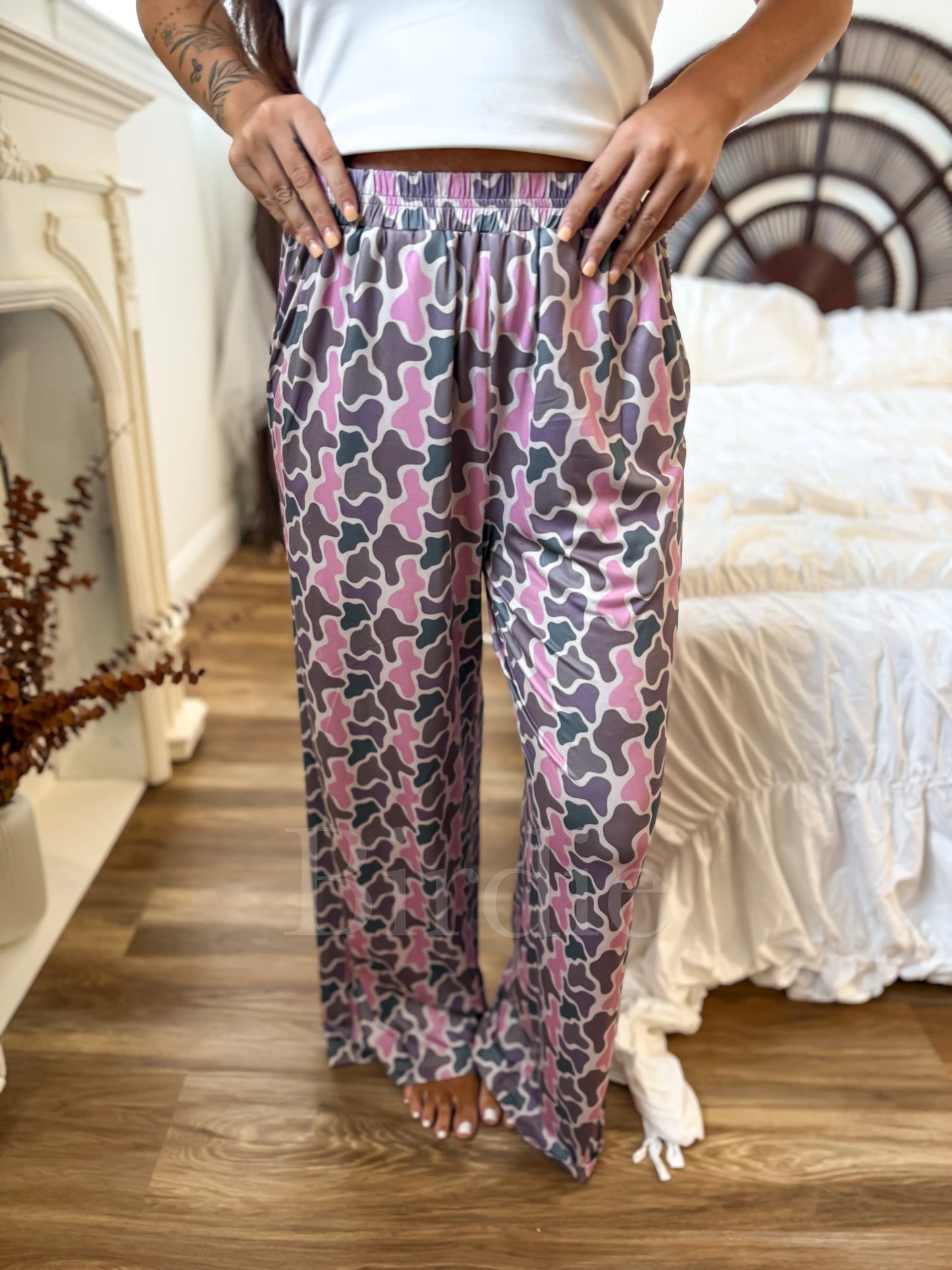 PREORDER Birdie Flowy Wide-Leg Pants in Petal Marsh Duck Camo