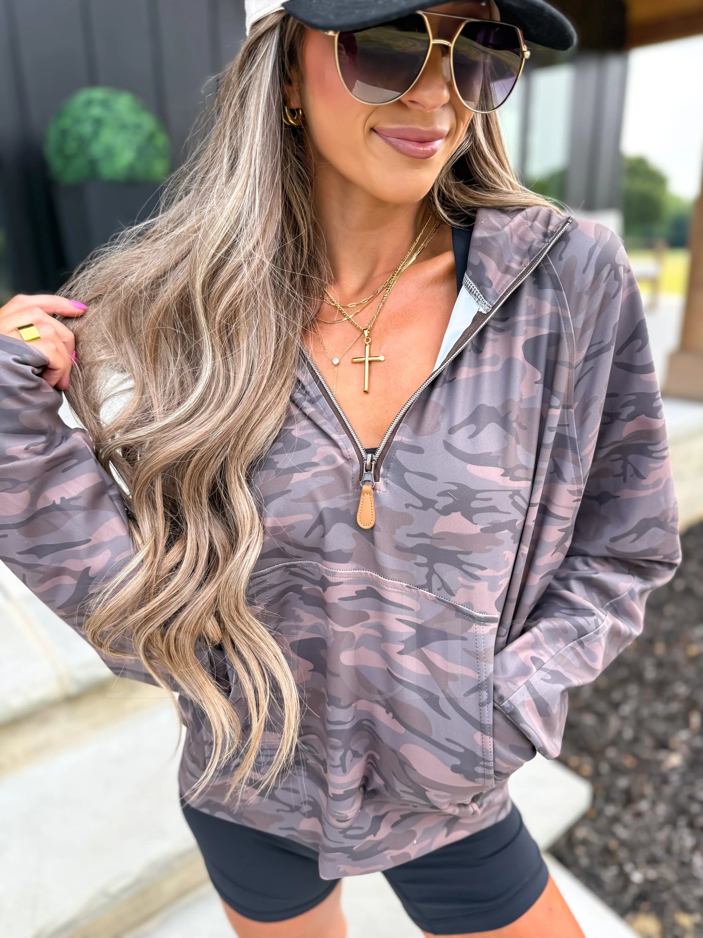 PREORDER Birdie Summer Quarter Zip in Smoked Oak Camo