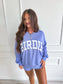 PREORDER Birdie Periwinkle V Neck Oversized Sweatshirt