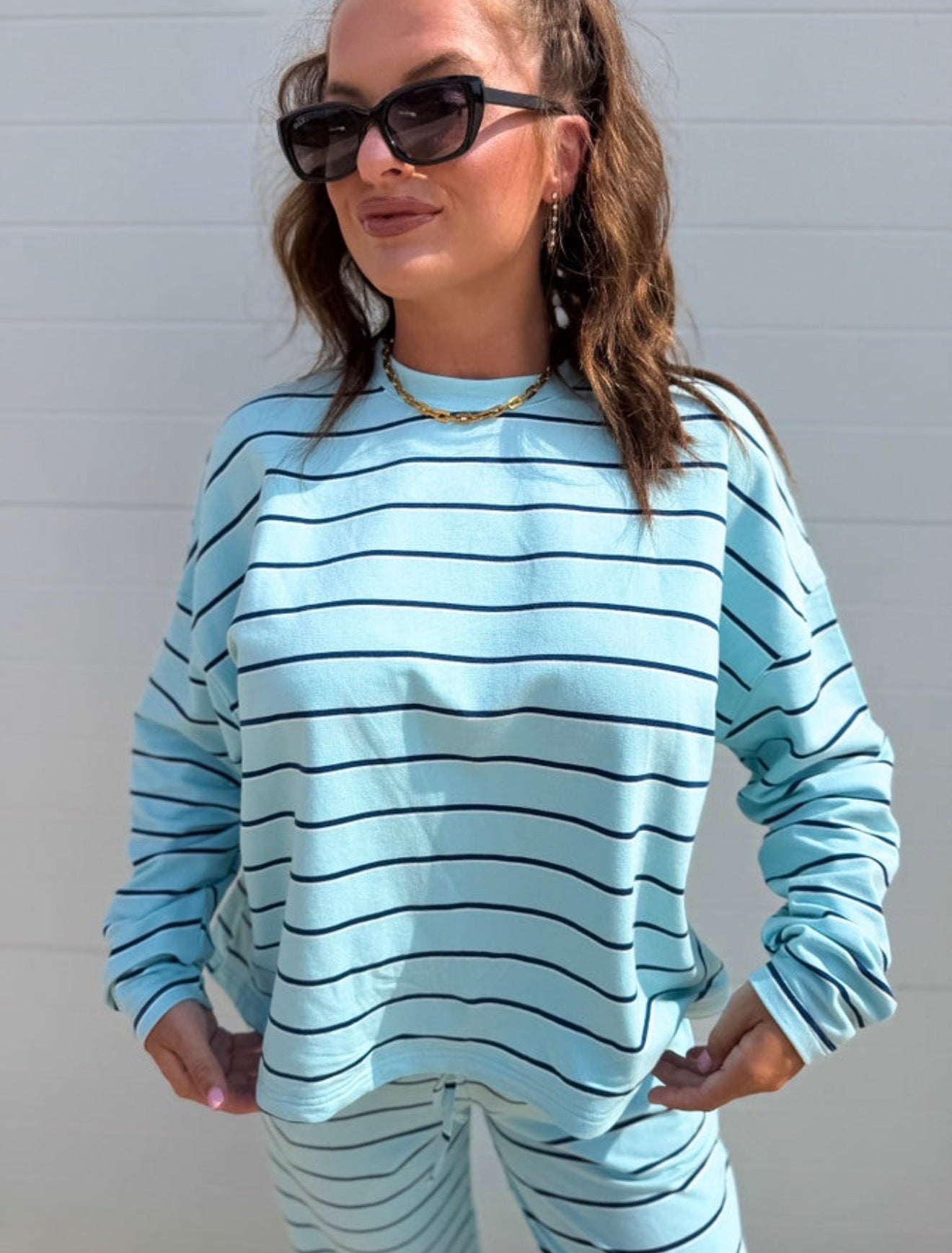 PREORDER Birdie Sunday Ease Set in Island Breeze Stripe (Sold as Set)