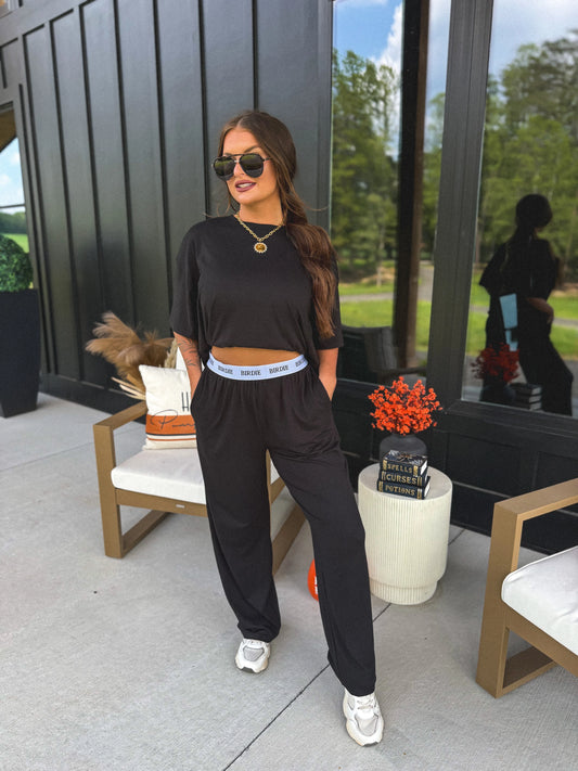 PREORDER Birdie Tee & Boxer Pant Set in Jet Black (Sold as Set)