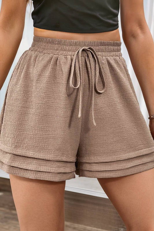 LDC Textured Tiered Edge High Waist Casual Shorts