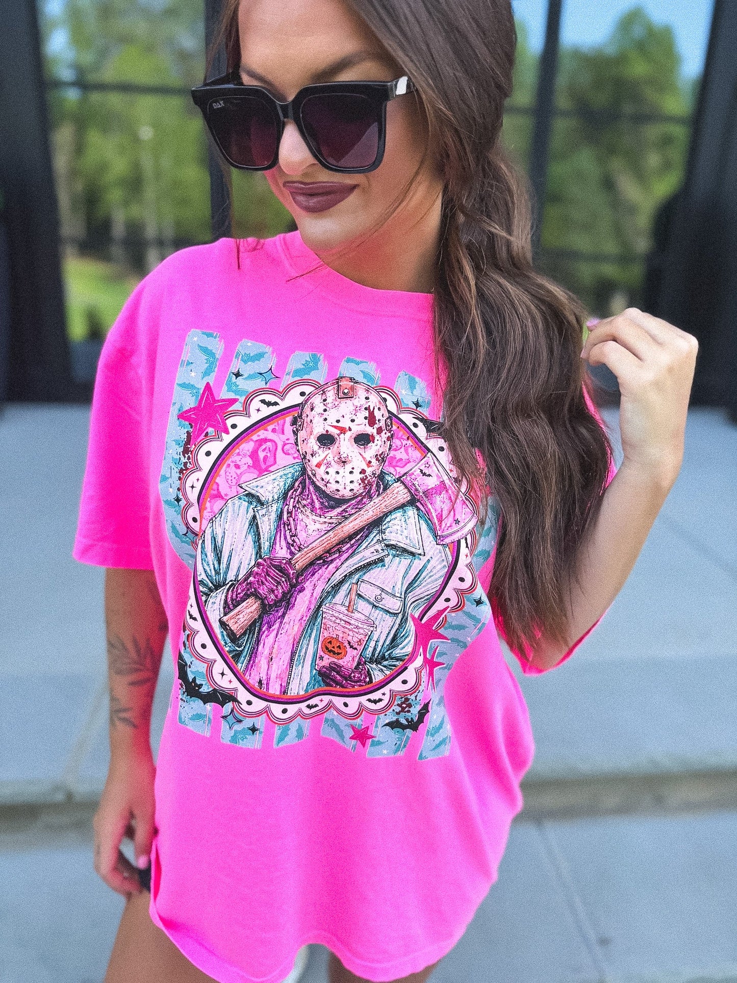 Jason Slushie Graphic Tee on Neon Pink *final sale*