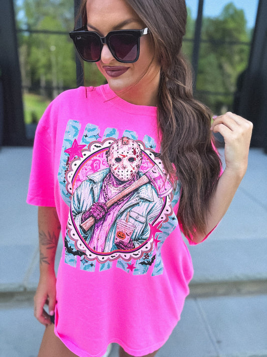 Jason Slushie Graphic Tee on Neon Pink *final sale*
