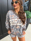 PREORDER Birdie V Neck Oversized Sweatshirt in Timber Haze Camo