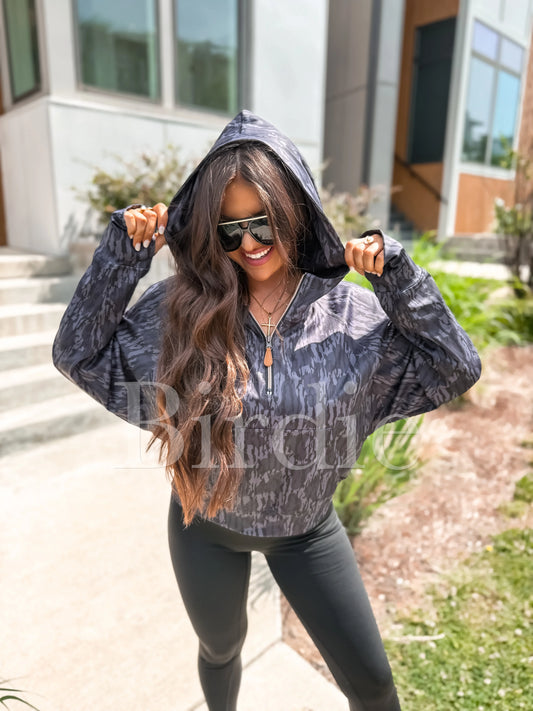PREORDER Birdie Summer Quarter Zip Pullover in Blackout Birch Camo