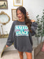 Saved By Grace Graphic Crewneck on Charcoal *final sale*