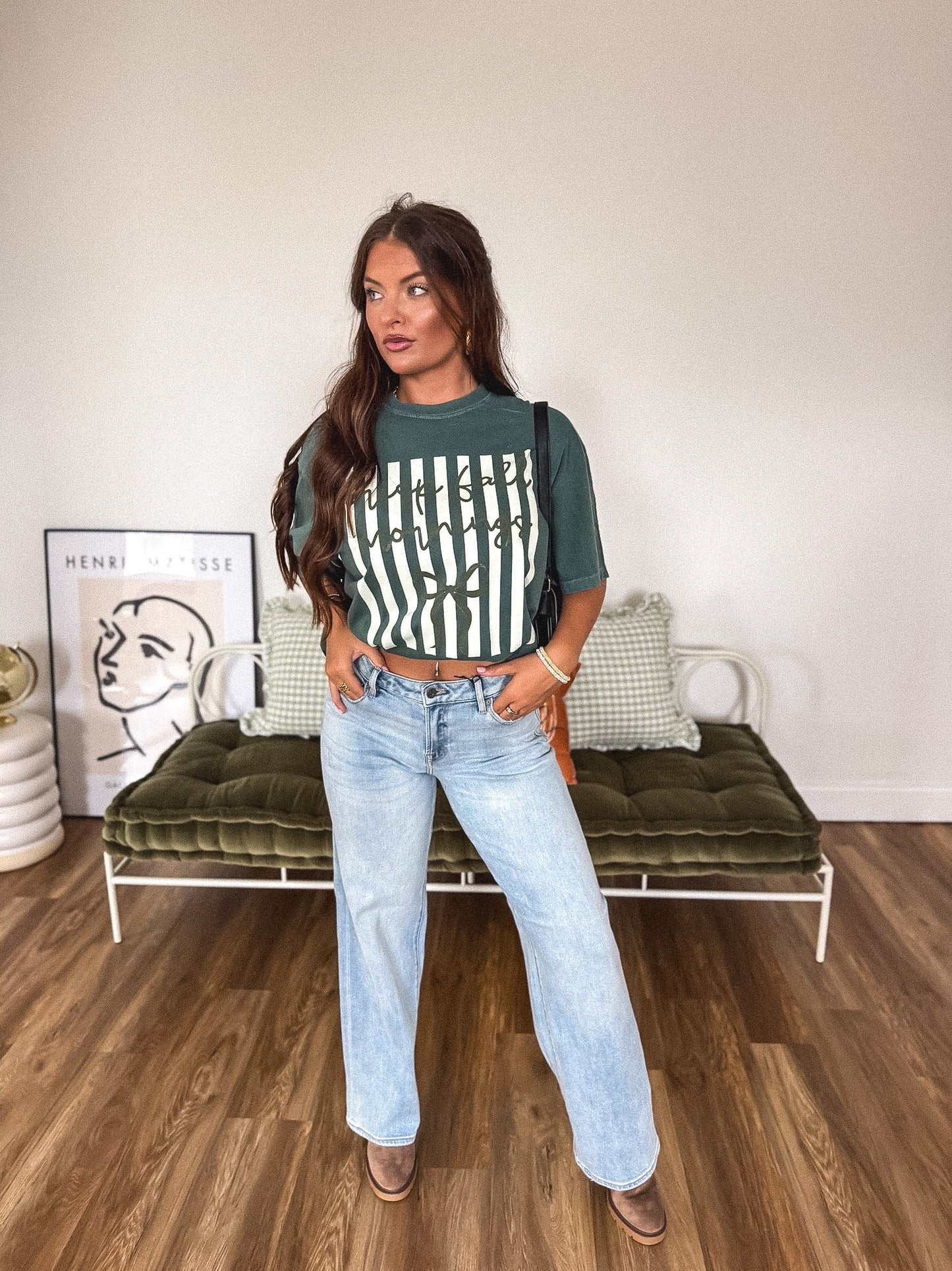 Crisp Fall Morning Graphic Tee on Blue Spruce *final sale*