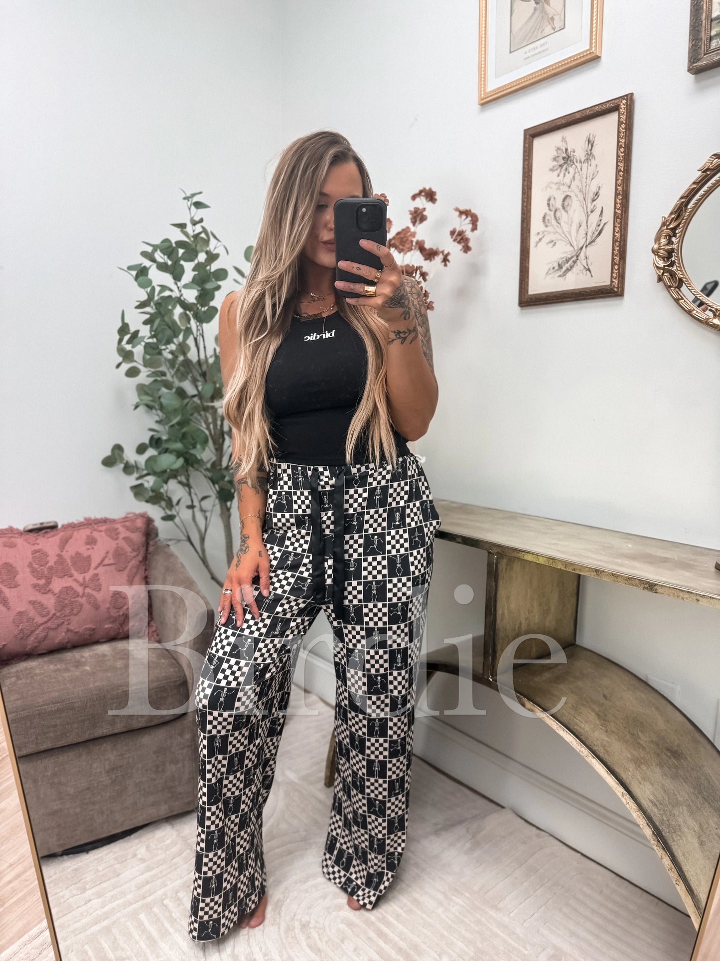 Birdie Stretchy Lounge Pants 2.0 in Boo Board Checkered