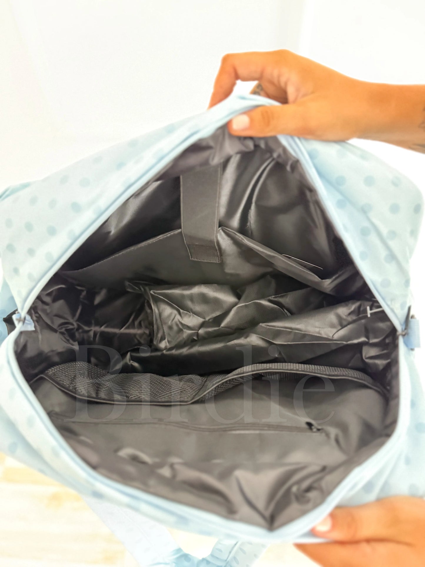 PREORDER Birdie Daily Hustle Duffle in Powder Blue Dot