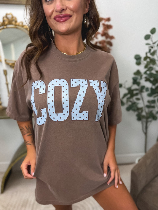 Cozy Graphic Tee on Espresso *final sale*