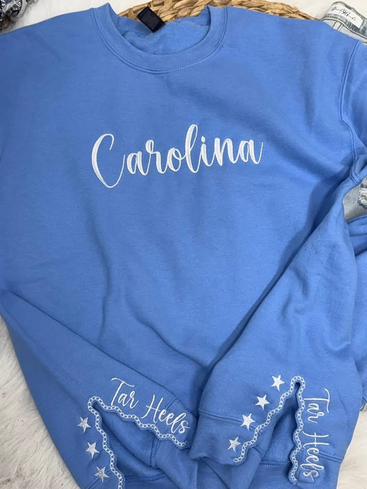 Team Embroidered Side Slit with Stars Custom Pullover
