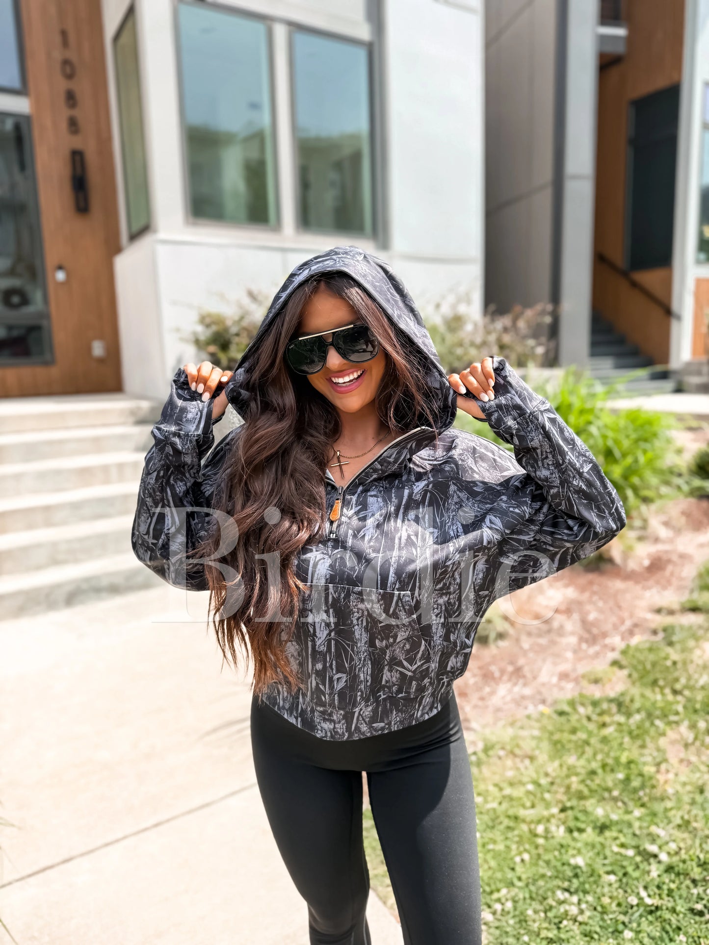 PREORDER Birdie Summer Quarter Zip Pullover in Blackout Dark Camo