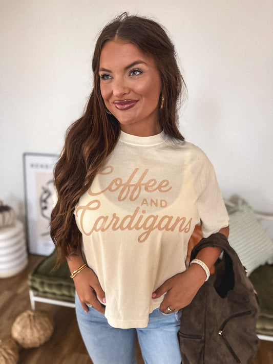 Coffee and Cardigans Boxy Graphic Tee on Ivory *final sale*