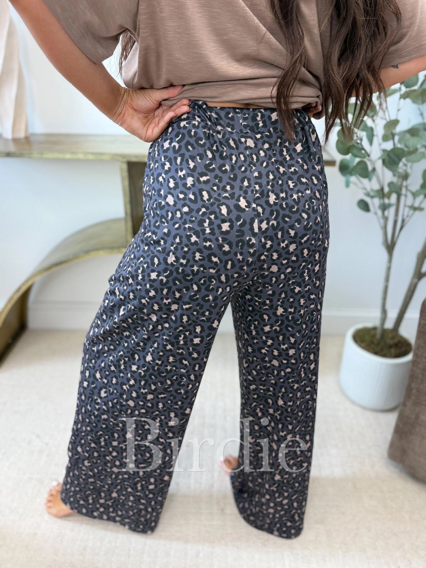 PREORDER Birdie Stretchy Lounge Pants in Indigo Wild Leopard