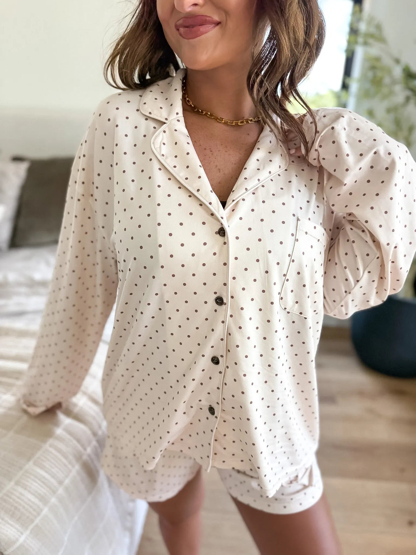 PREORDER Birdie Butter Bliss Lounge Set in Vanilla Dot Latte (Sold as Set)
