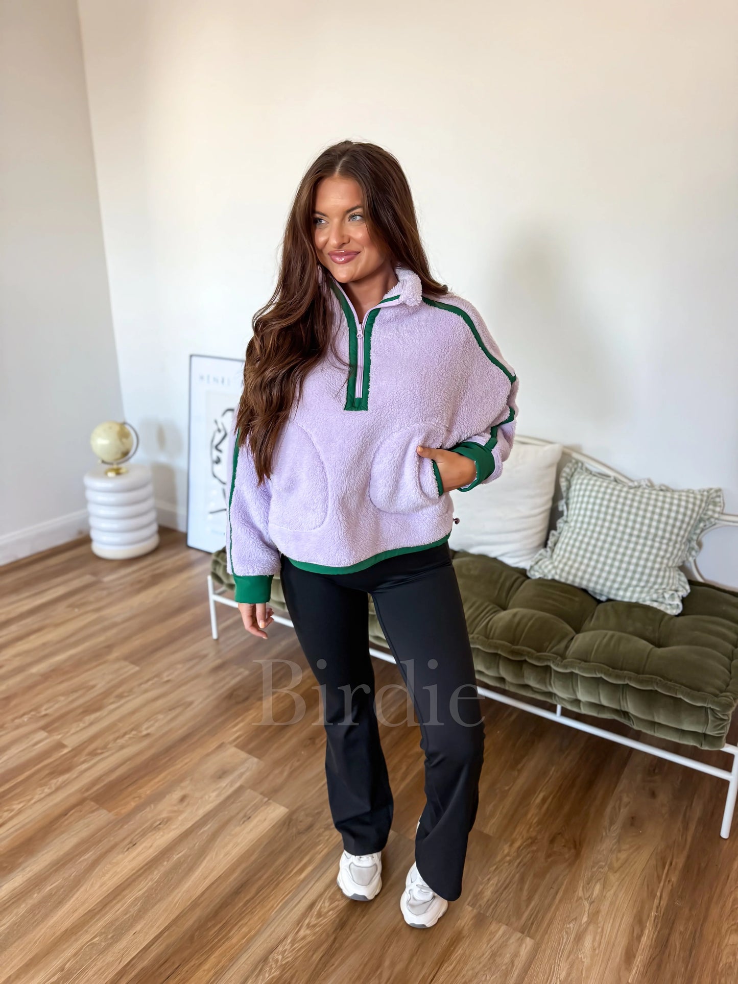 PREORDER Birdie Boxy Bliss Half-Zip in Lilac & Green