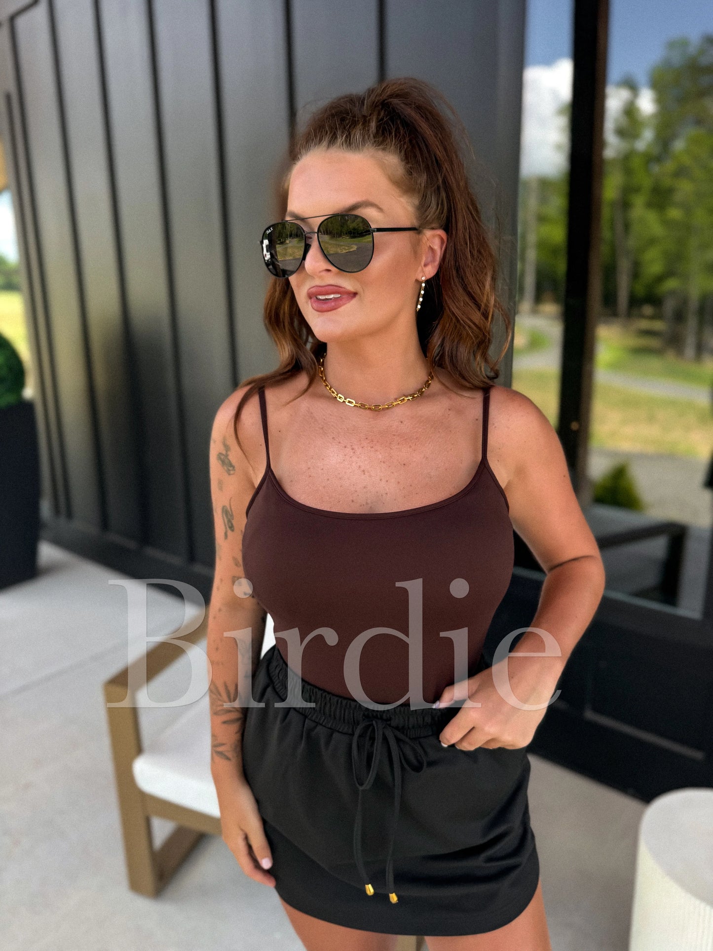 PREORDER Birdie AirSkin Cami with Built in Bra in Espresso