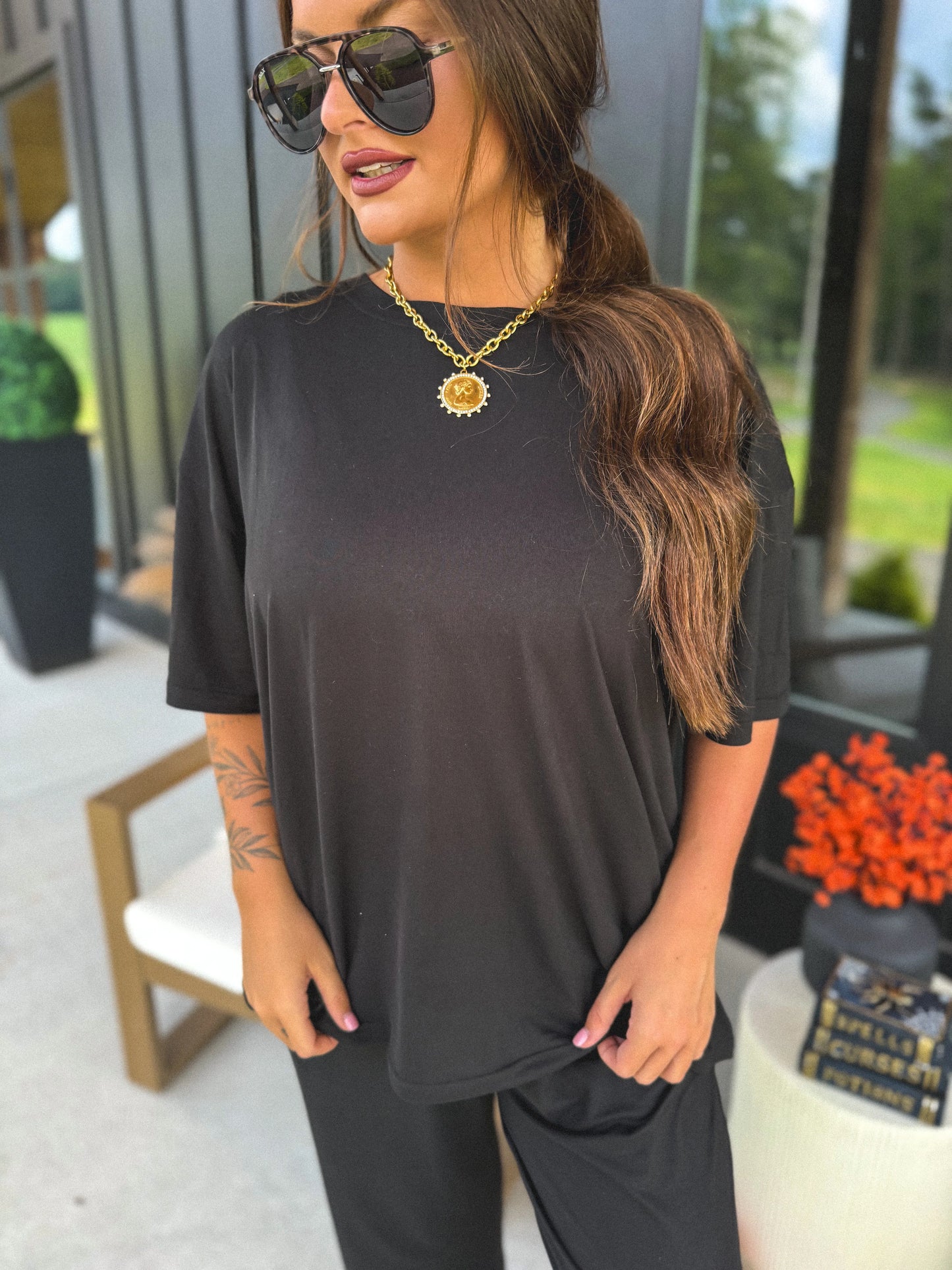 PREORDER Birdie Tee & Boxer Pant Set in Jet Black (Sold as Set)