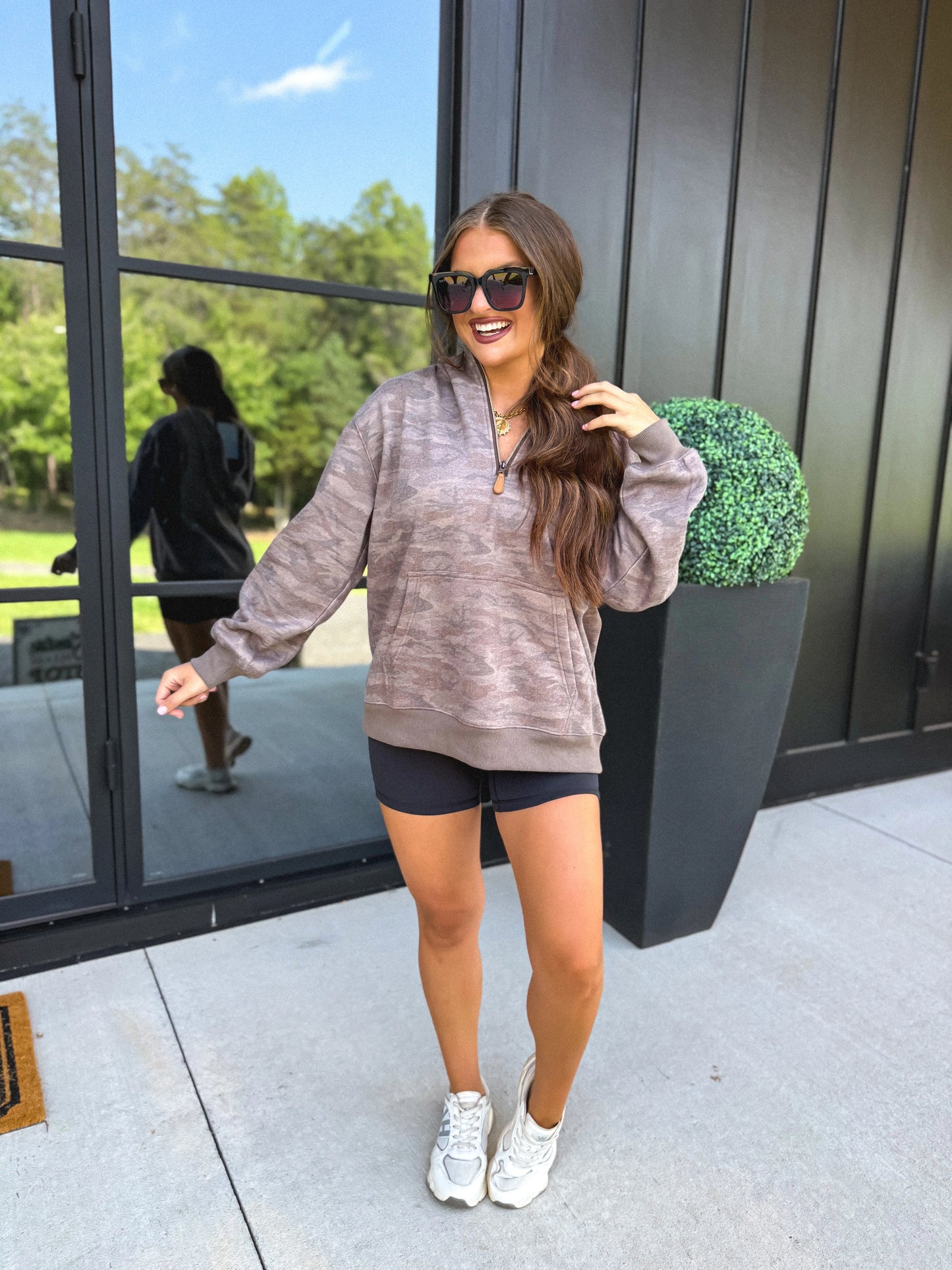 PREORDER Birdie Comfort Weight Quarter Zip Pullover in Smoked Oak Camo