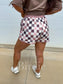 Birdie Active Shorts in Mulled Berry Checkered