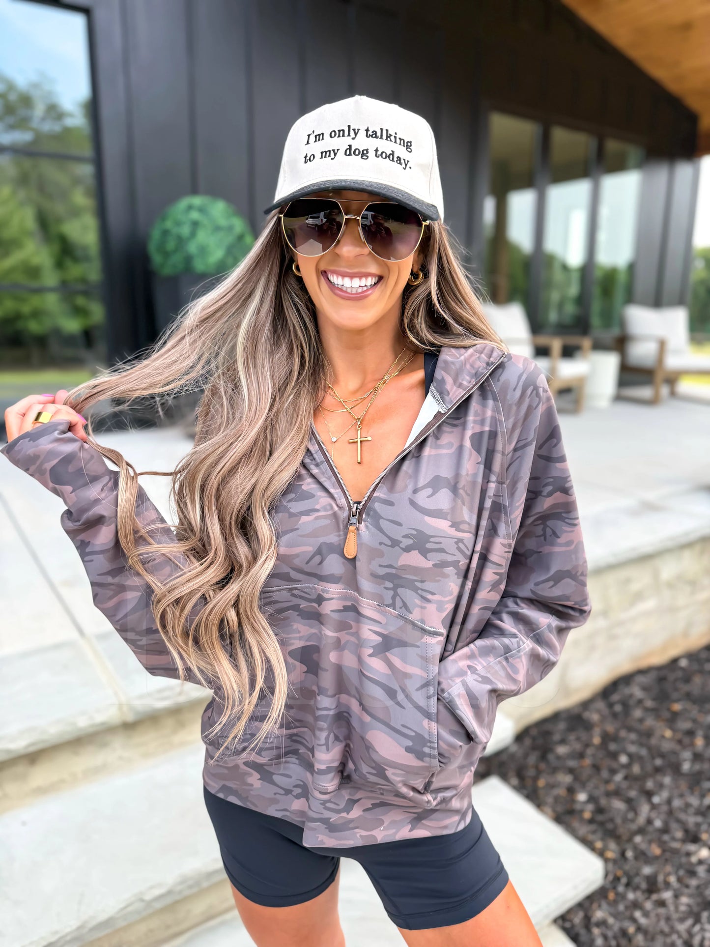 PREORDER Birdie Summer Quarter Zip in Smoked Oak Camo