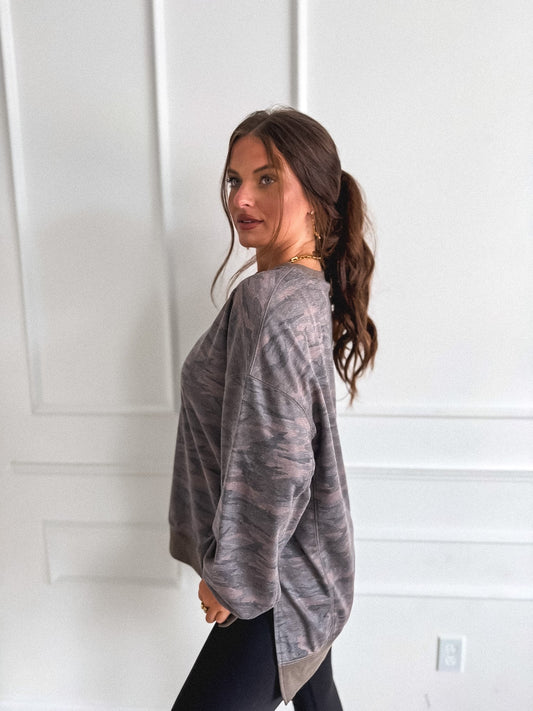 PREORDER Birdie Highline Long Sleeve Pullover in Smoked Oak Camo