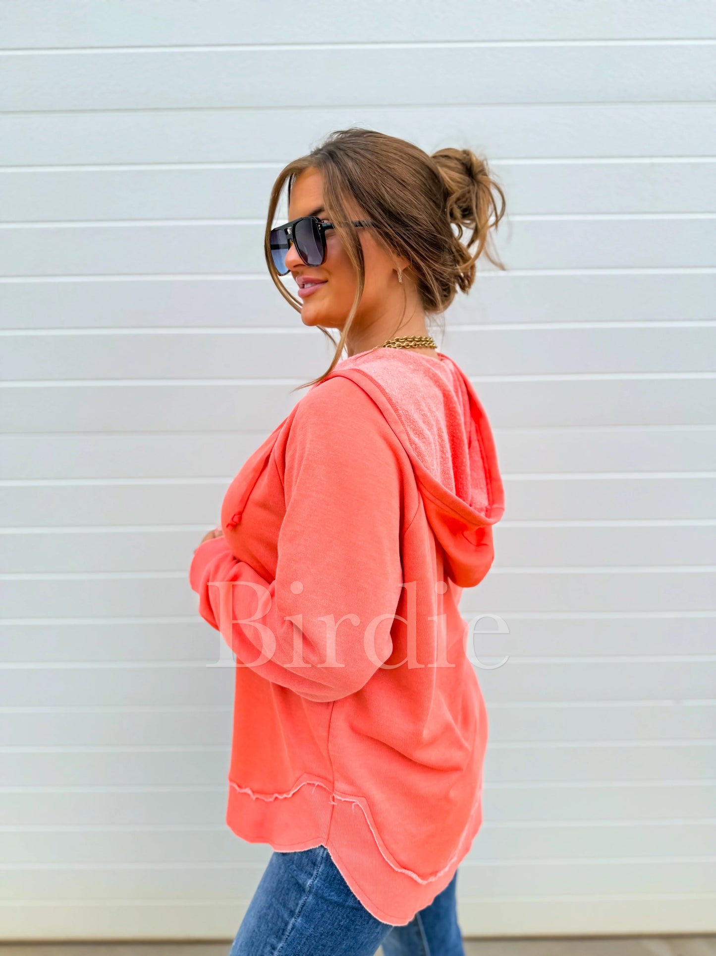 PRE-ORDER Birdie Split Neck Rounded Hem Ash Wash Pullovers