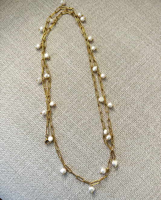 Long Pearl Bead Necklace
