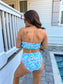 Birdie Two Piece Ruffle Strapless Swimsuit in Country Club Bloom (Sold as Set)