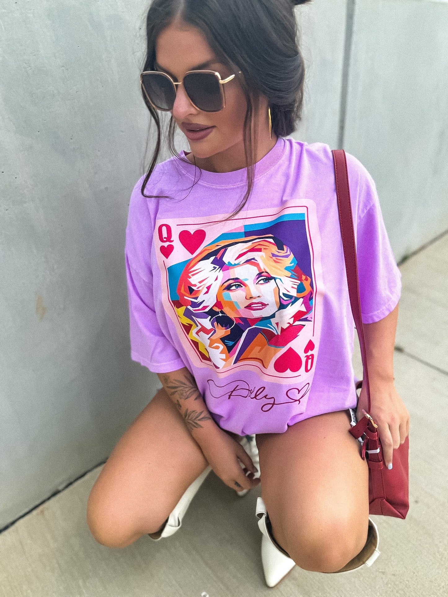 Dolly Queen Graphic Tee on Neon Violet *final sale*