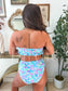 Birdie Two Piece Ruffle Strapless Swimsuit in Country Club Bloom (Sold as Set)
