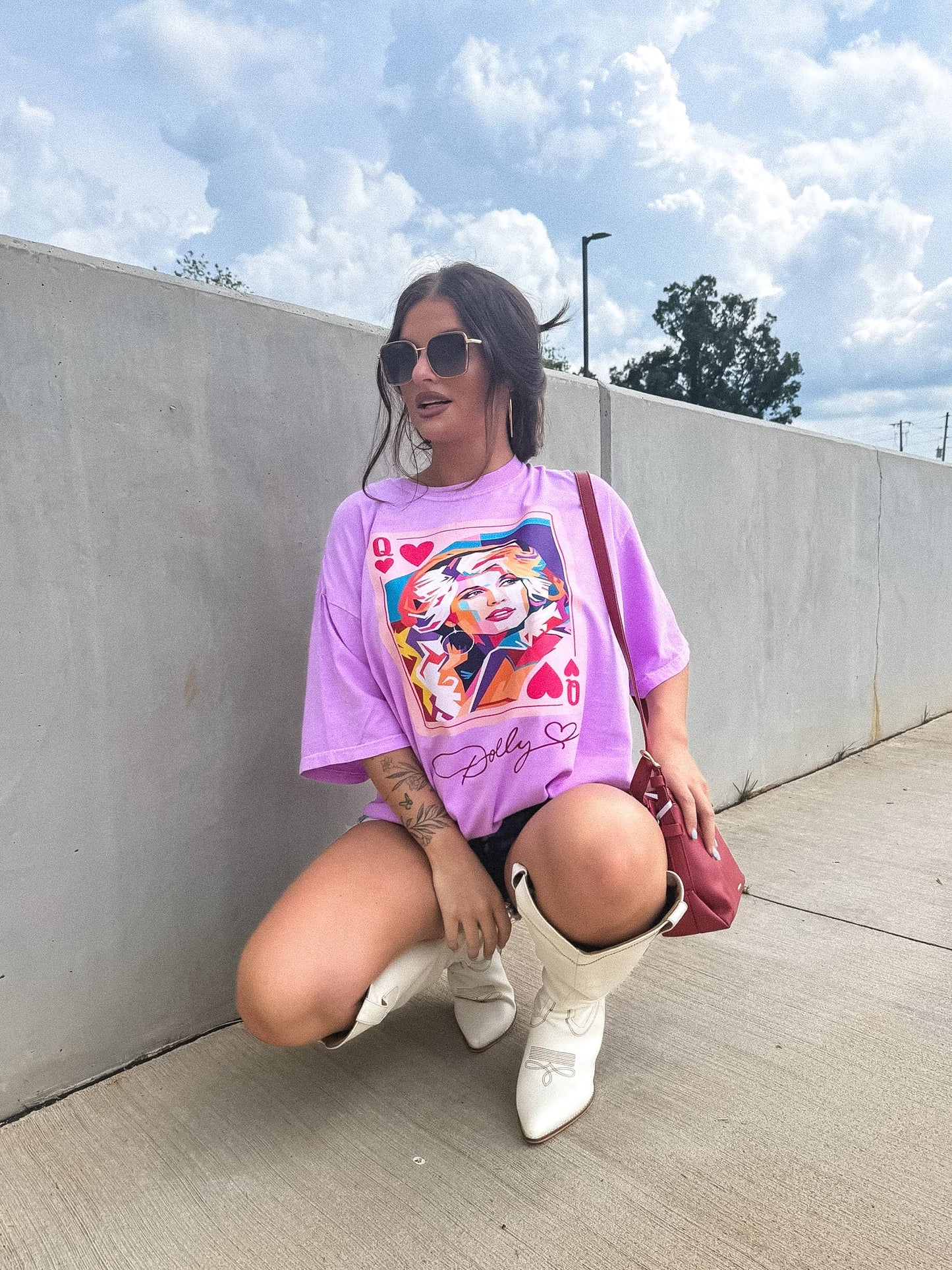 Dolly Queen Graphic Tee on Neon Violet *final sale*