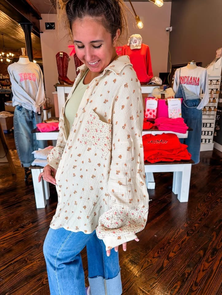Oversized Wildflower Linen Top by Top Notch