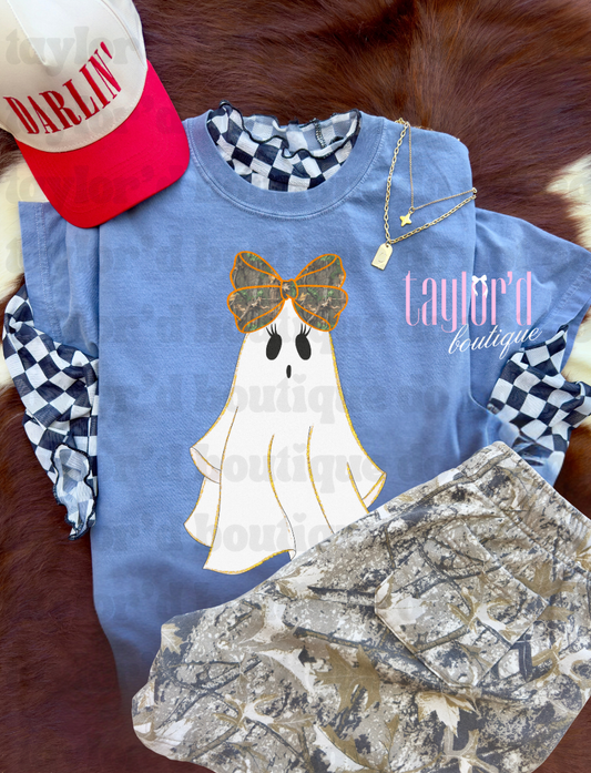 Camo Bow Ghost Tee/ Crew