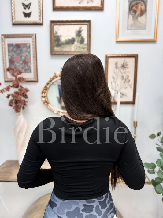 PREORDER Birdie Essential Cropped Long Sleeve Top in Black