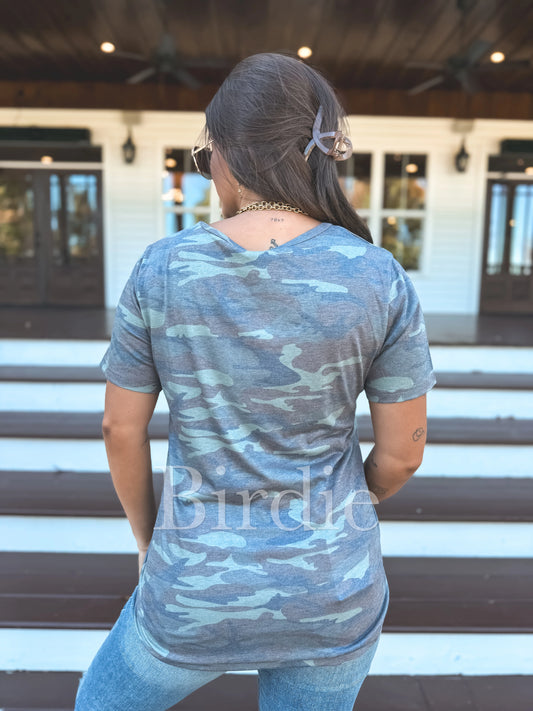 PREORDER Birdie Softstyle V-Neck Pocket Tee In Army Camo