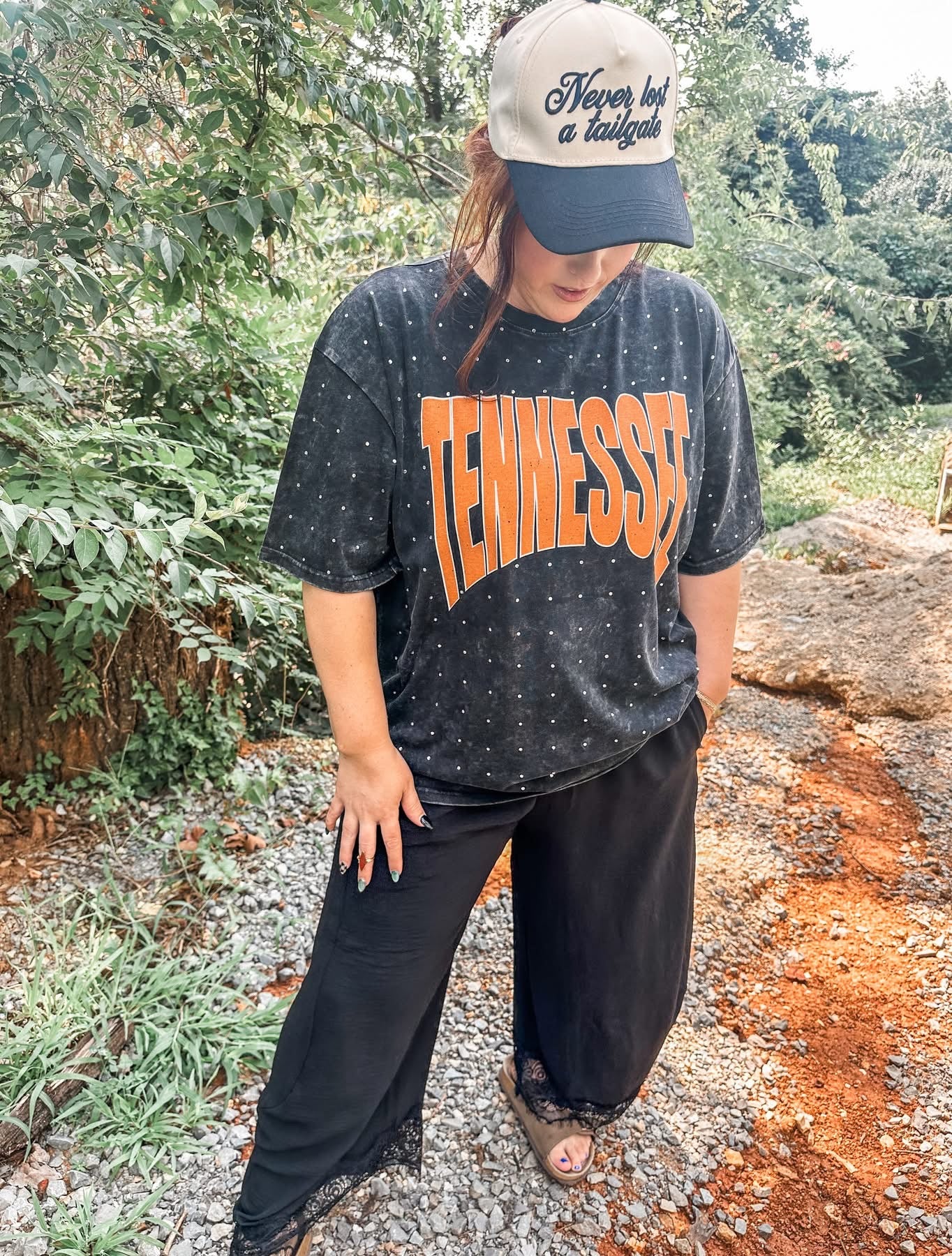 Tennessee Rhinestone Acid Washed Tee