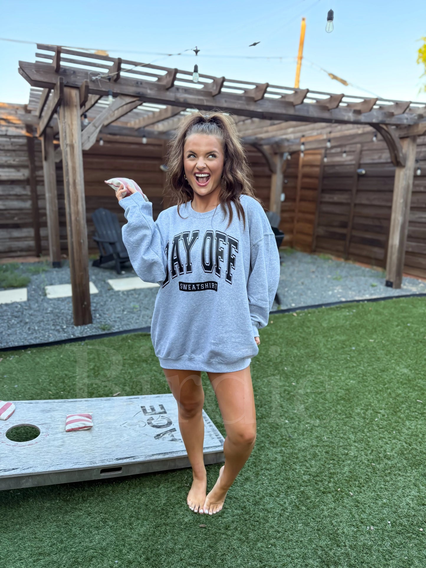 Day Off Graphic Crewneck on Sport Grey