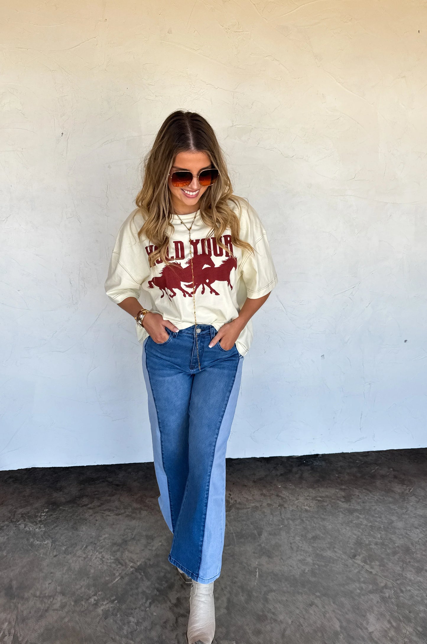 PREORDER Two Tone Denim Jeans