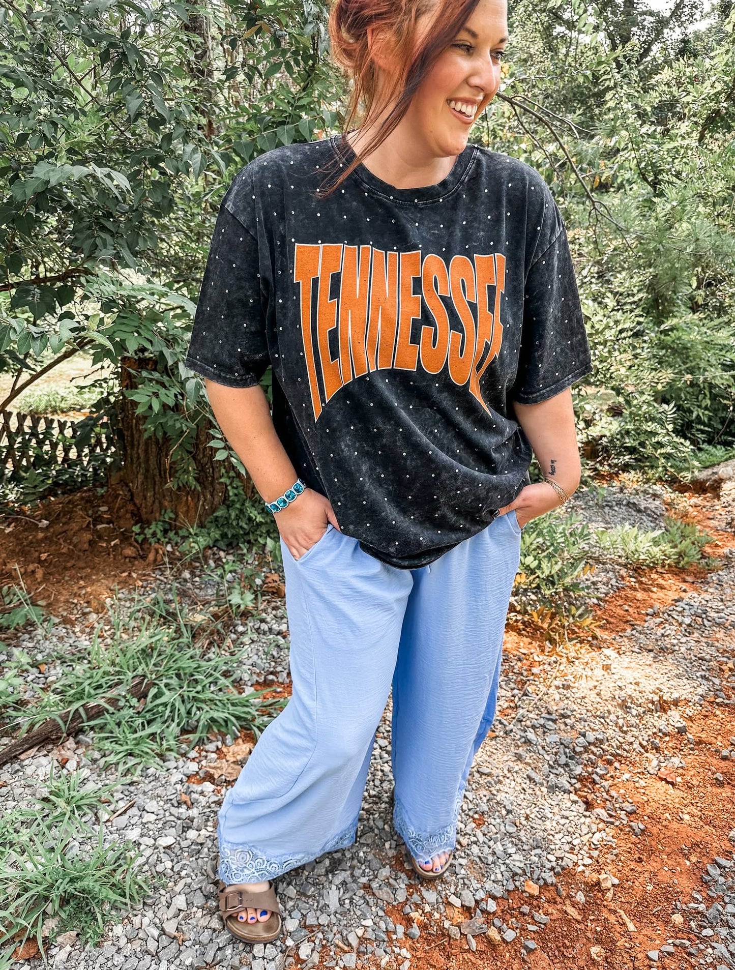 Tennessee Rhinestone Acid Washed Tee