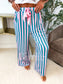 PREORDER Birdie Stretchy Lounge Pants in Green and Pink Stripe