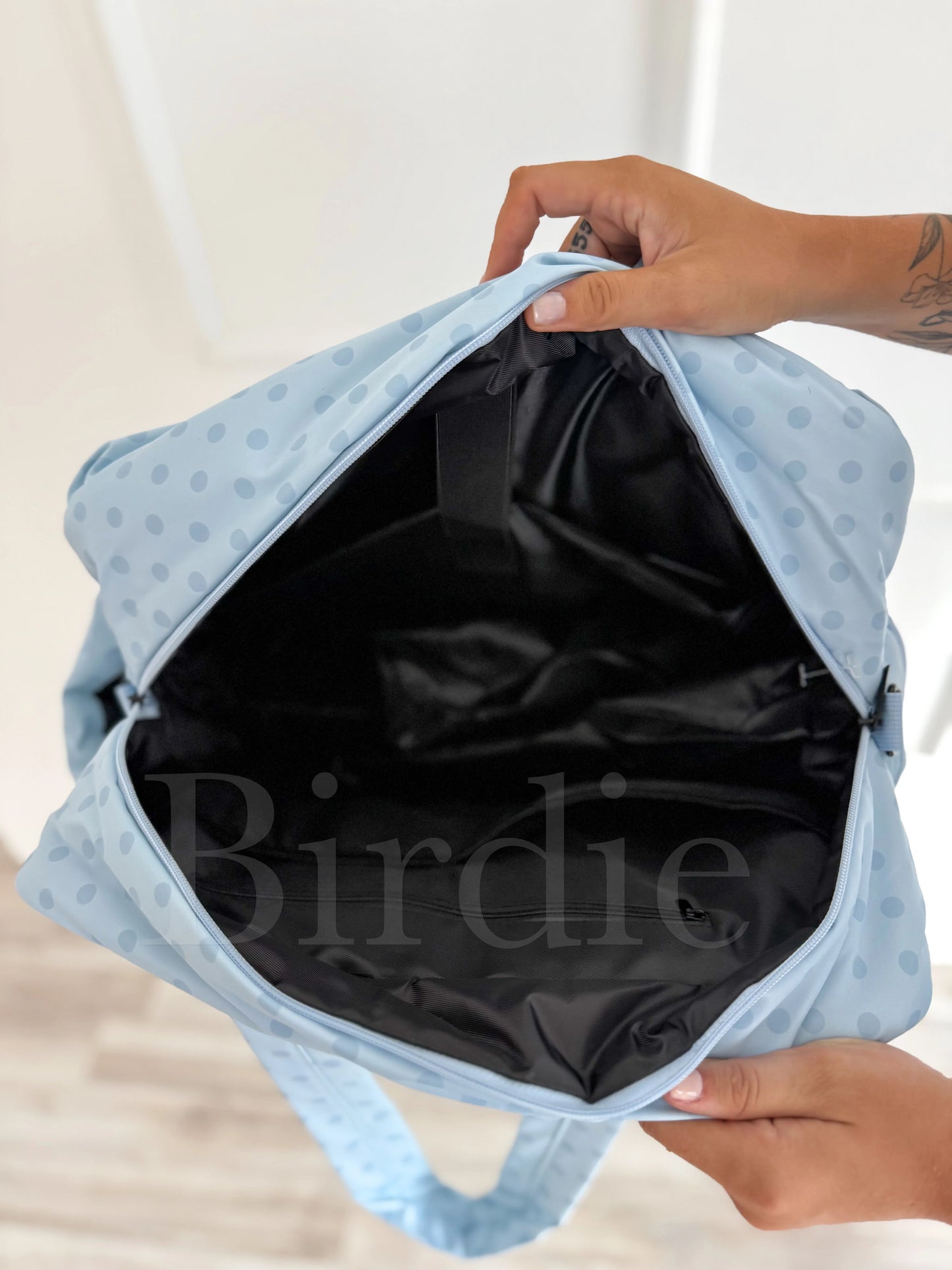 PREORDER Birdie Daily Hustle Duffle in Powder Blue Dot