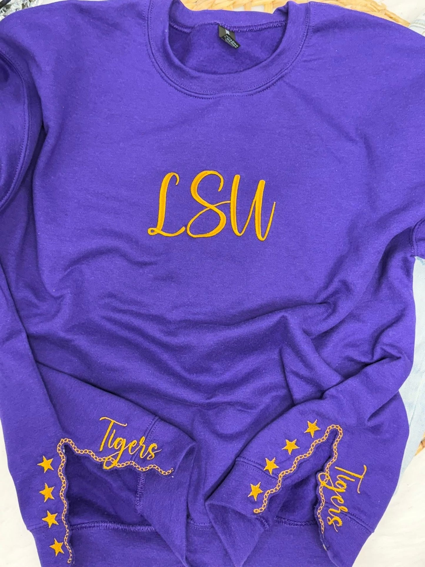 Team Embroidered Side Slit with Stars Custom Pullover