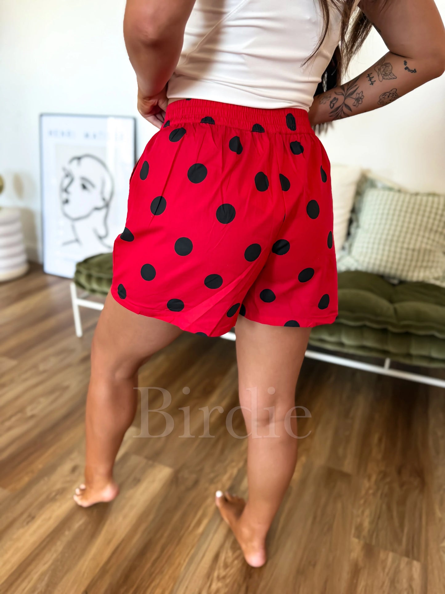 PREORDER Birdie Boxer Shorts in Ruby Rally Dot