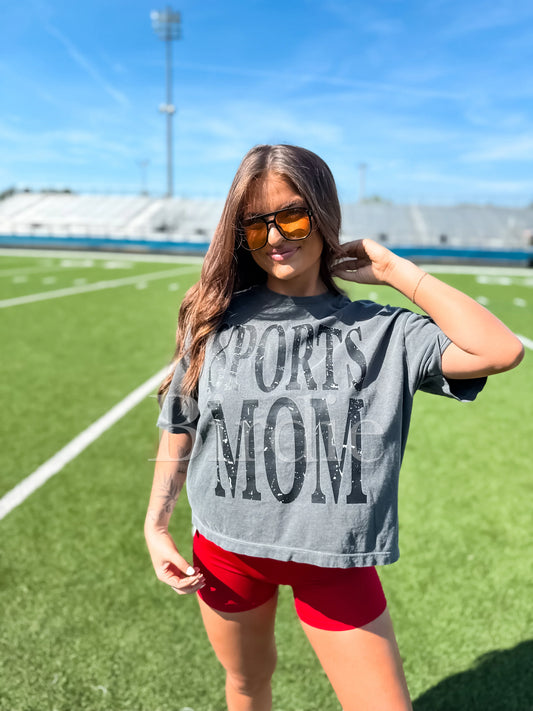 Sports Mom Graphic Boxy Tee on Pepper