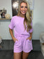 Woven Airflow Top + Shorts Set in Mauve (Sold as Set)